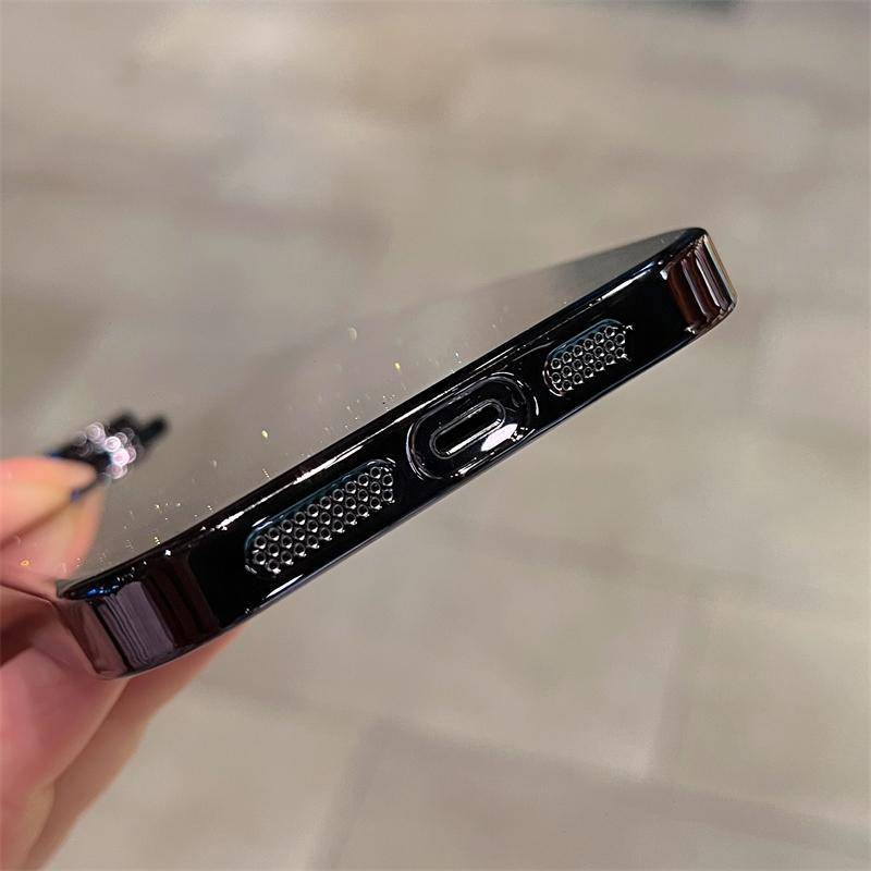 Luxusbeschichtung Glitzer Handyhülle - Für iPhone 14 Pro Max 12 13 15 Plus (Transparent, Hart, PC-Abdeckung)
