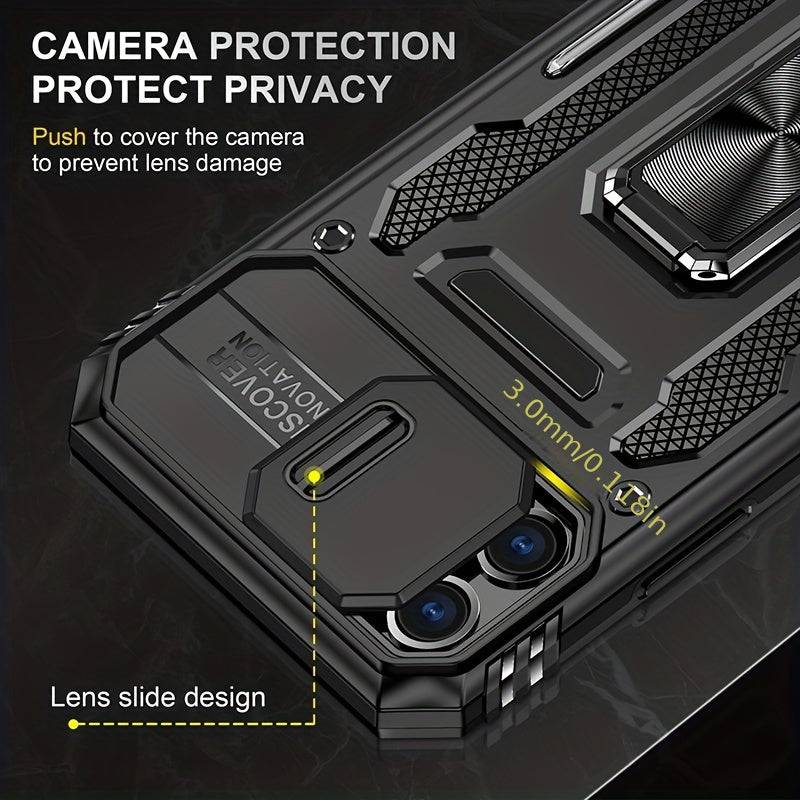 Anti-Drop-Handyhülle Militär-Qualität - iPhone 11-15 Pro Max, PC + TPU, Kameraschutz, Ständer, Autohalterung