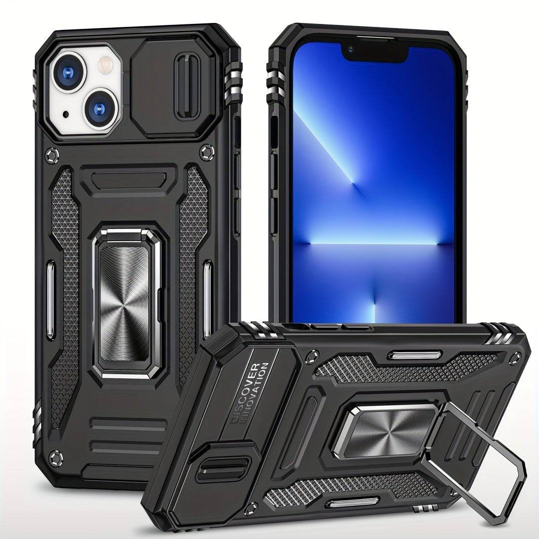 Anti-Drop-Handyhülle Militär-Qualität - iPhone 11-15 Pro Max, PC + TPU, Kameraschutz, Ständer, Autohalterung