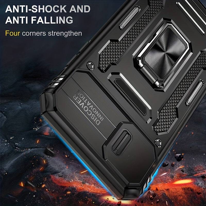 Anti-Drop-Handyhülle Militär-Qualität - iPhone 11-15 Pro Max, PC + TPU, Kameraschutz, Ständer, Autohalterung