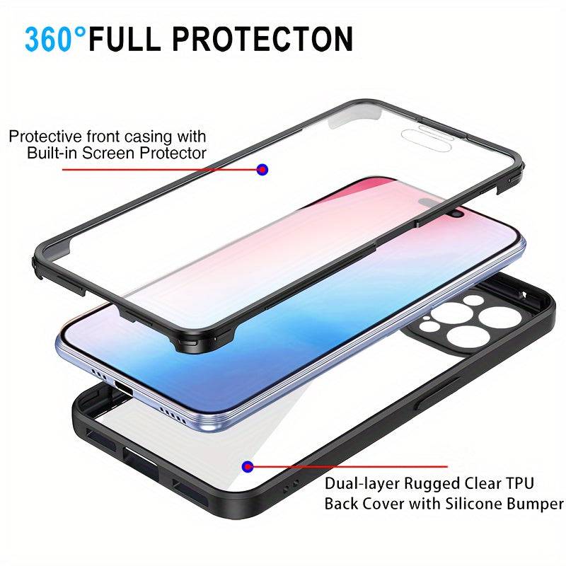 iPhone 15 Pro HD Case - Mit integriertem Film, 360° Anti-Fall-Schutz und Hartplastik-Design