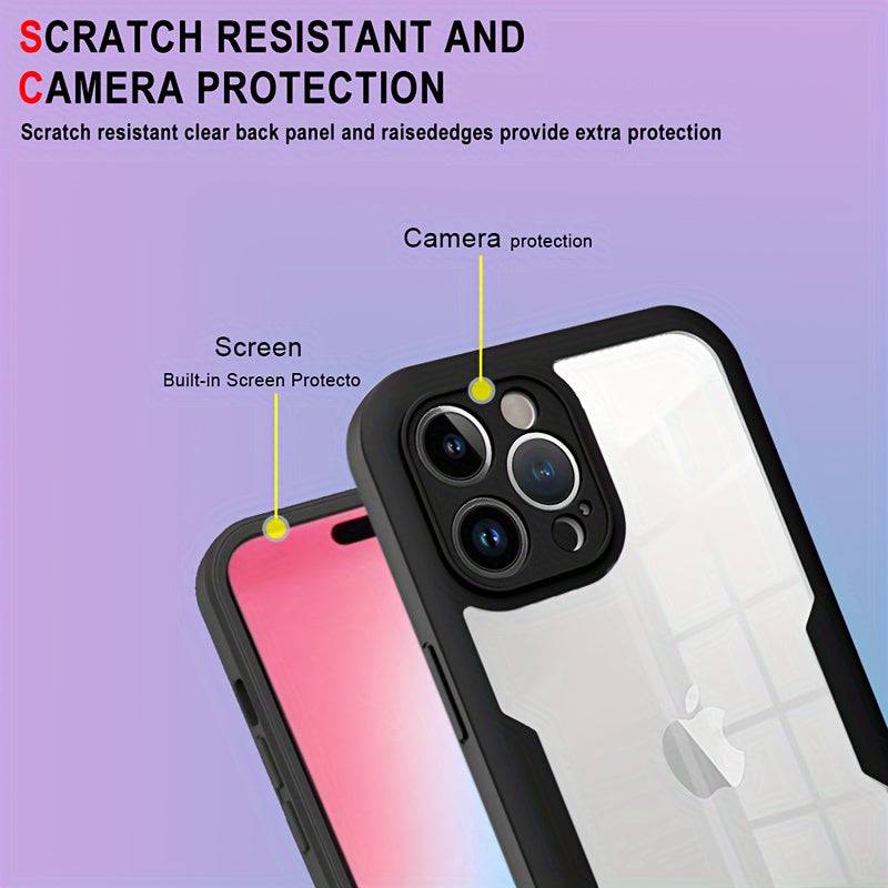 iPhone 15 Pro HD Case - Mit integriertem Film, 360° Anti-Fall-Schutz und Hartplastik-Design