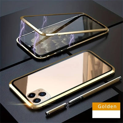 iPhone15PRO MAX Schützhülle: Magnetischer Königsmetallrahmen, gehärtetes Glas (14PRO kompatibel)