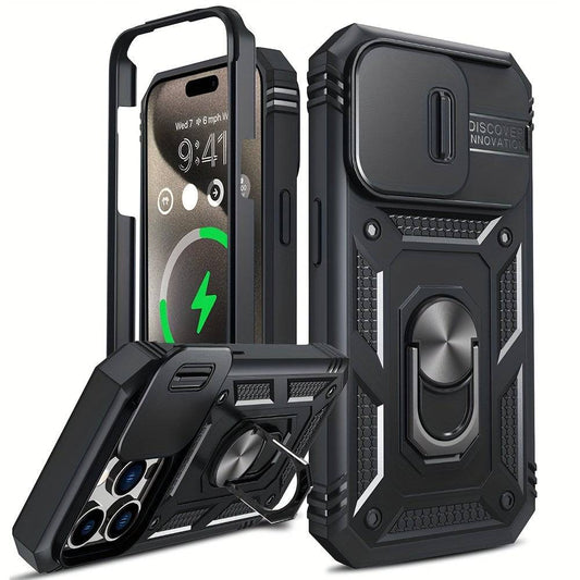 Rugged-Schutz mit Schiebe-Kamera & Ständer für iPhone 15 Pro Max