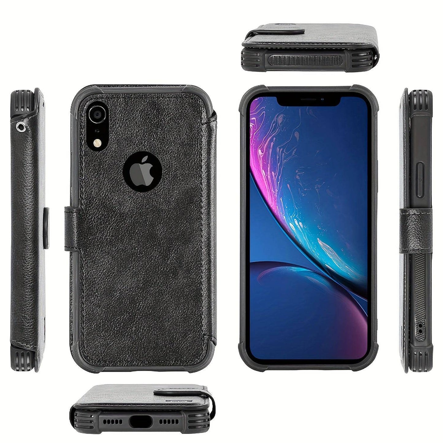 "Stilvolle Leder-Handyhülle mit Kartenhalter und Armband für iPhone SE 3/SE 2/8/7 - Unterstützt kabelloses Laden"