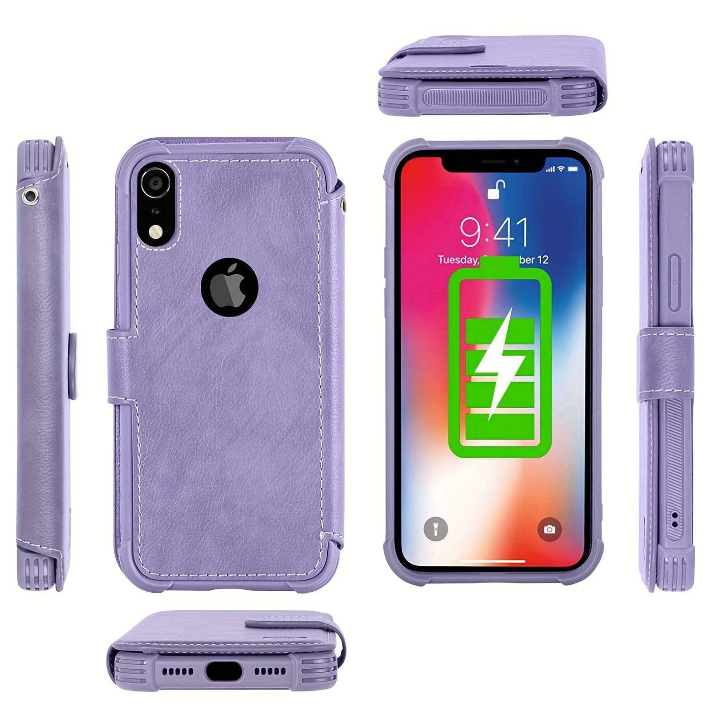 "Stilvolle Leder-Handyhülle mit Kartenhalter und Armband für iPhone SE 3/SE 2/8/7 - Unterstützt kabelloses Laden"