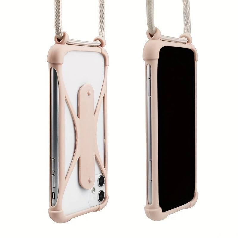 Verstellbare Silikon-Handy-Hülle für iPhones, kompatibel mit den meisten Gurten (11,94–16,51 cm)
