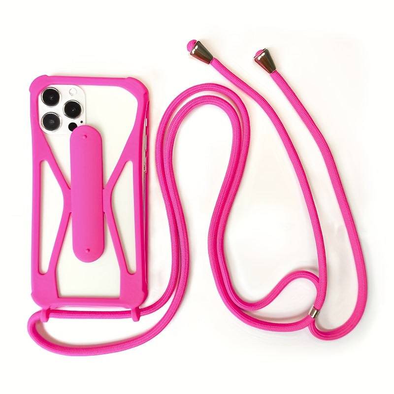 Verstellbare Silikon-Handy-Hülle für iPhones, kompatibel mit den meisten Gurten (11,94–16,51 cm)