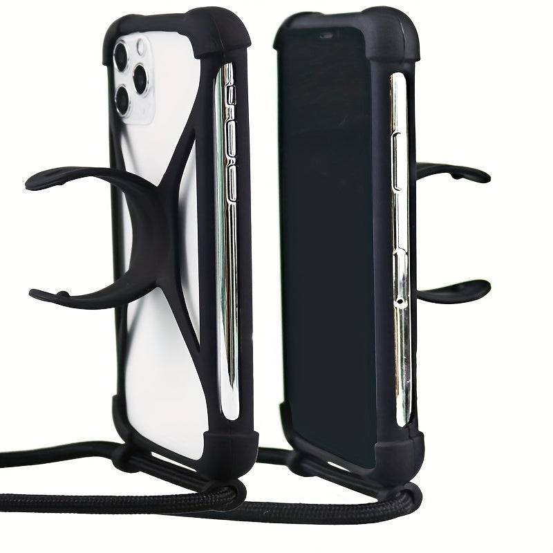 Verstellbare Silikon-Handy-Hülle für iPhones, kompatibel mit den meisten Gurten (11,94–16,51 cm)