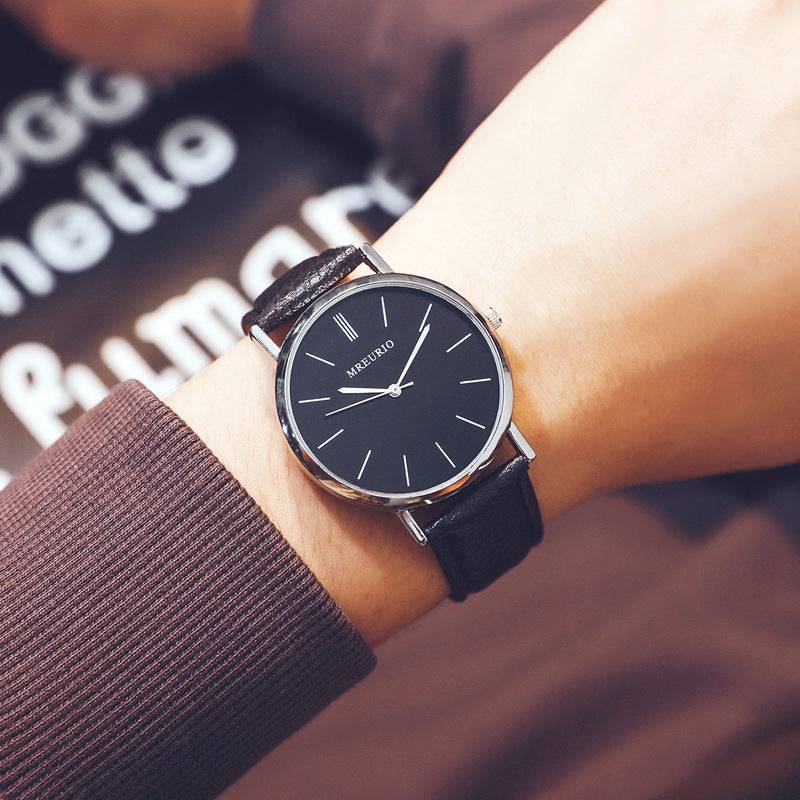 Großes Zifferblatt Quarzuhr mit PU Lederarmband - Unisex Fashion