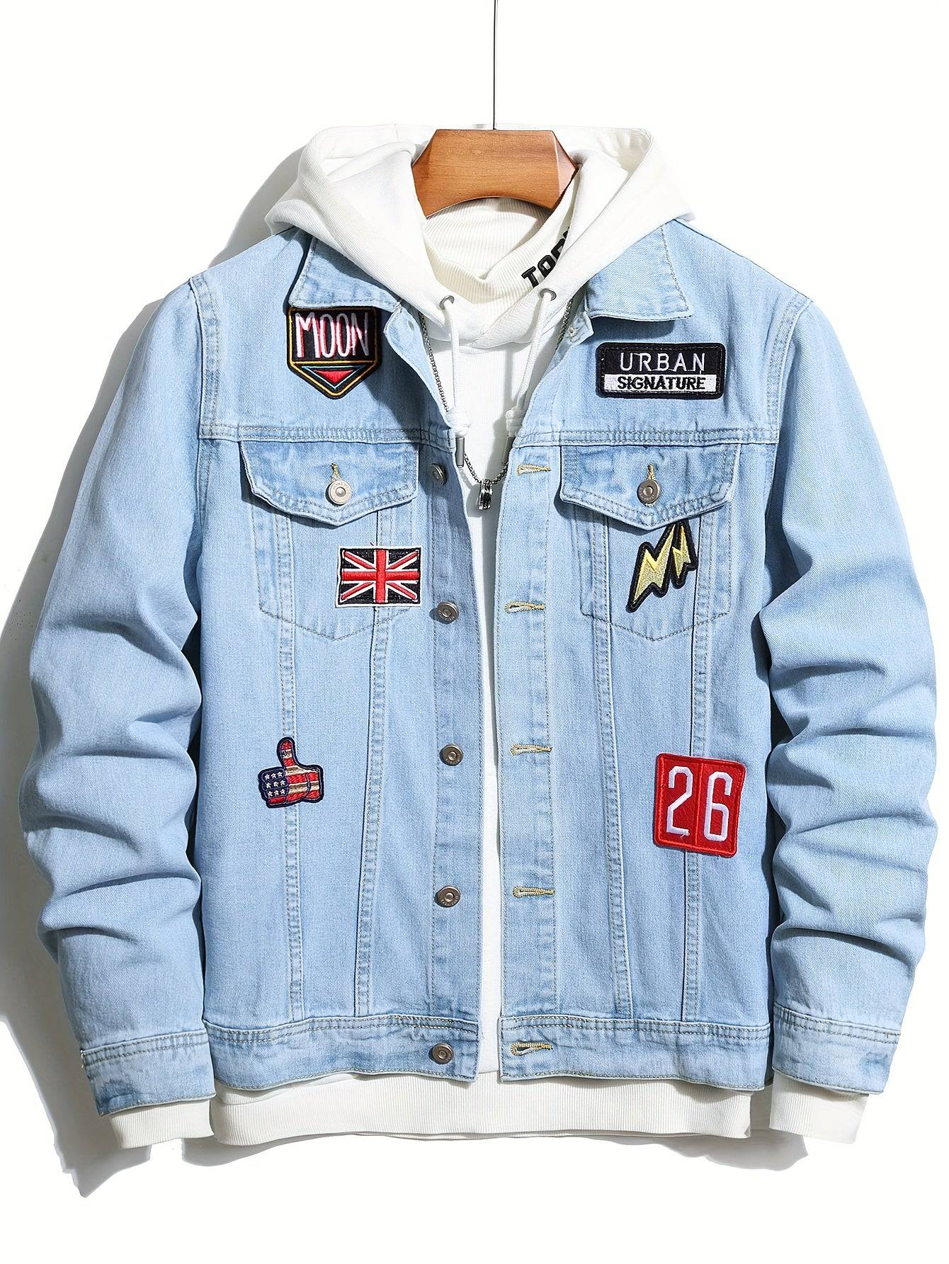 "Stilvolle Herren Jeansjacke - Locker geschnitten, mit Stickerei"