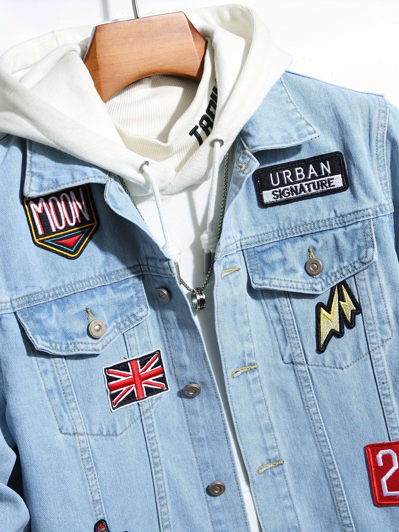 "Stilvolle Herren Jeansjacke - Locker geschnitten, mit Stickerei"