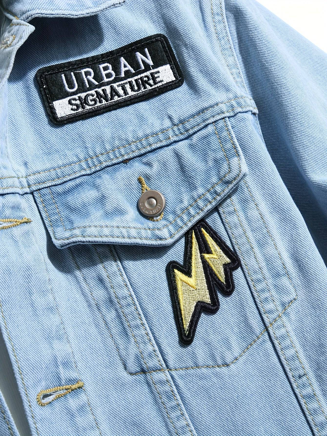 "Stilvolle Herren Jeansjacke - Locker geschnitten, mit Stickerei"