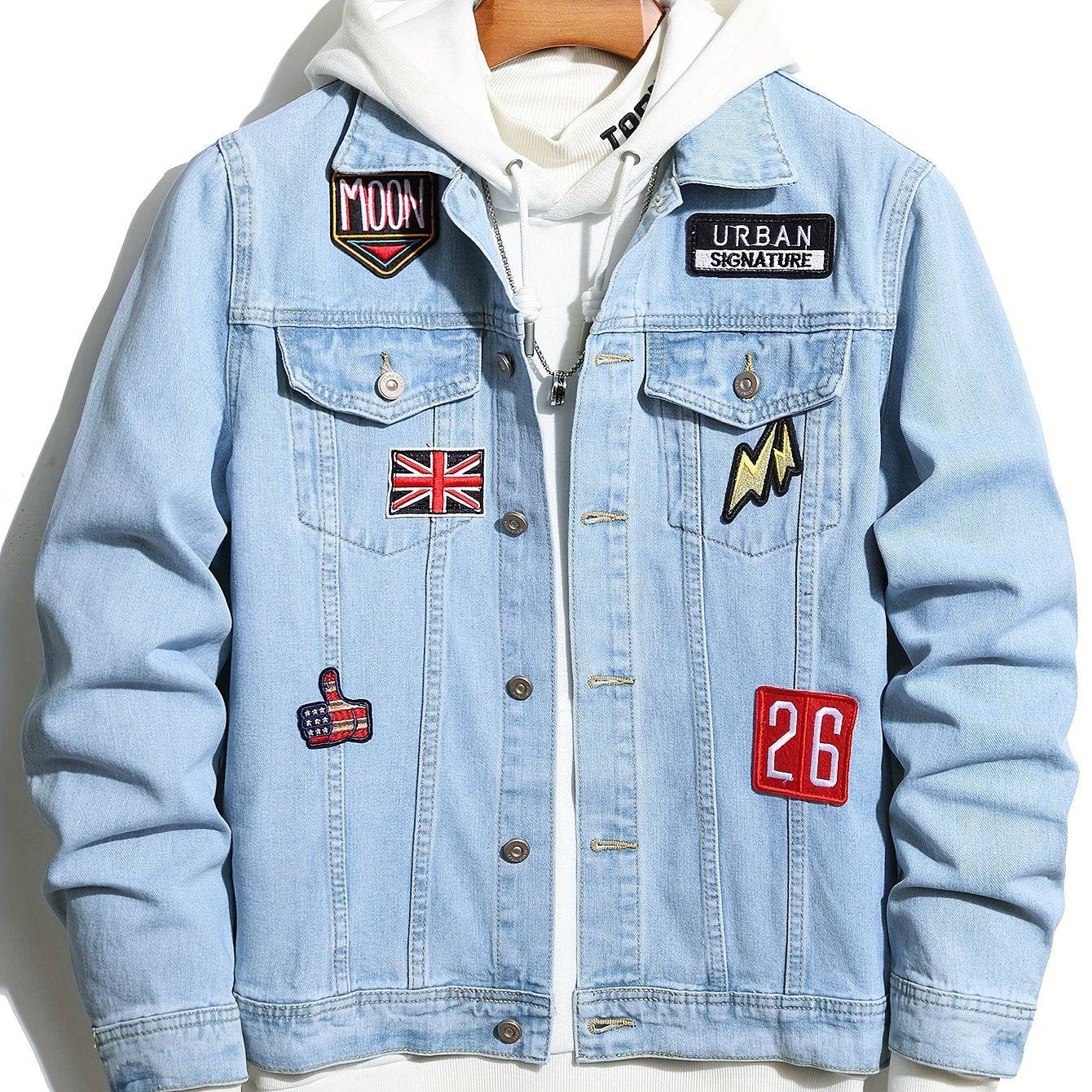 "Stilvolle Herren Jeansjacke - Locker geschnitten, mit Stickerei"