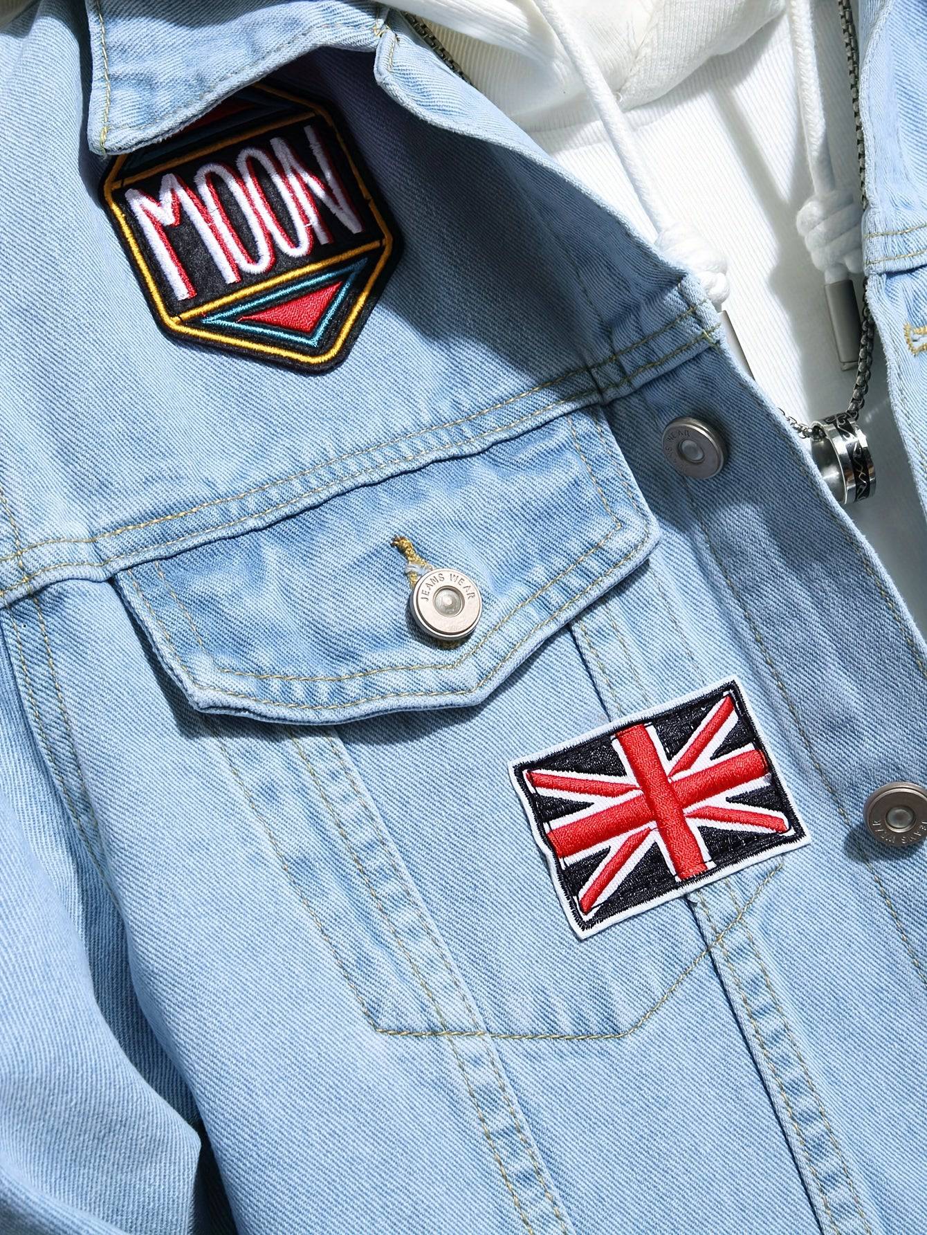 "Stilvolle Herren Jeansjacke - Locker geschnitten, mit Stickerei"