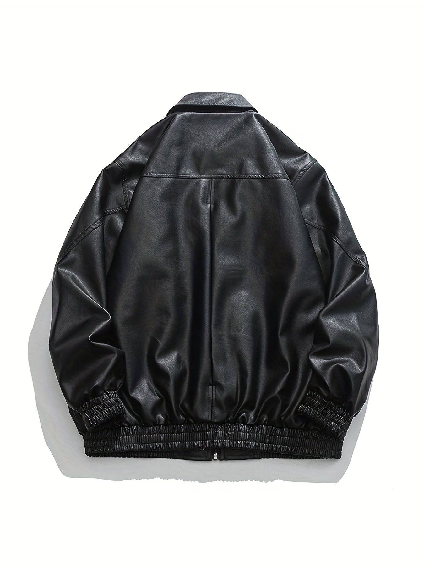 "Stylische Herren PU-Jacke für Herbst/Winter - Personalisierte Cargo-Jacke mit Taschen"