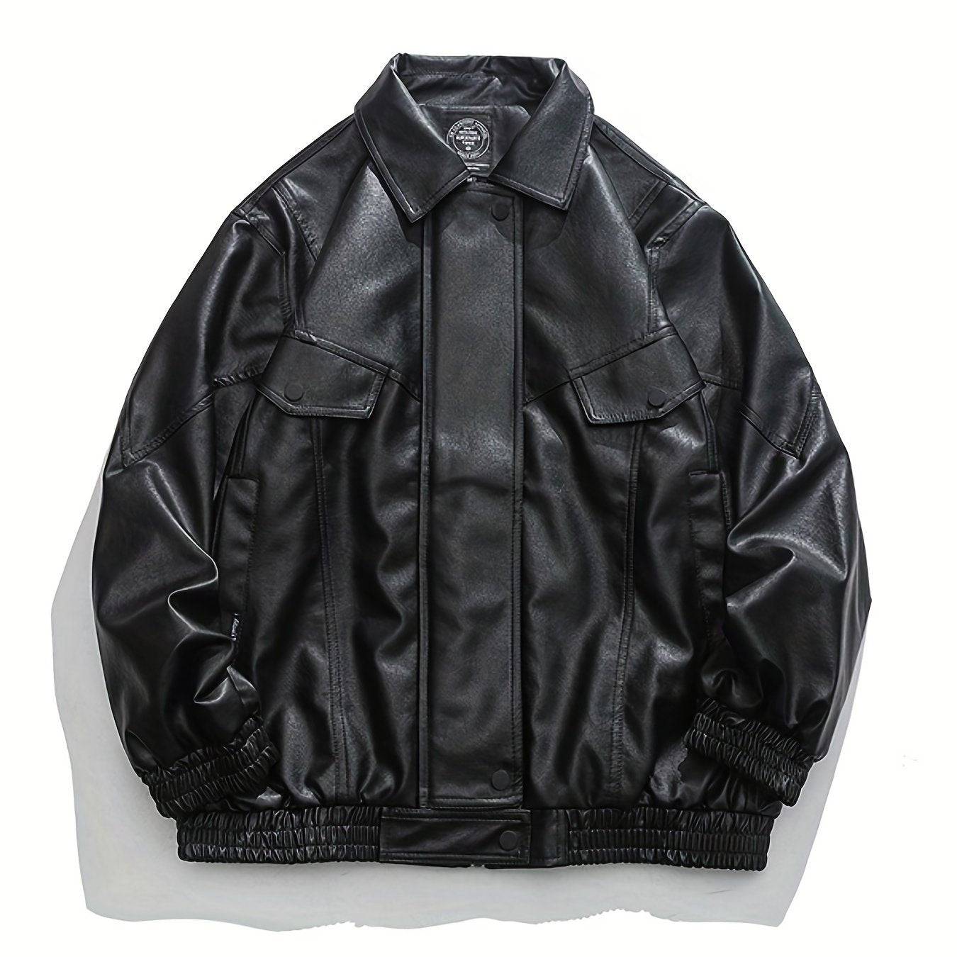 "Stylische Herren PU-Jacke für Herbst/Winter - Personalisierte Cargo-Jacke mit Taschen"