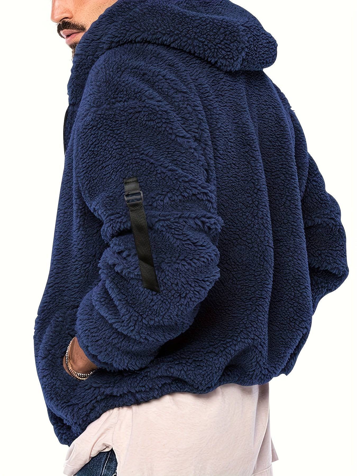 "Modische Herren-Kapuzenjacke: Baumwollmischung, Sherpa gefüttert, Polar-Fleece, Reißverschluss, für Frühling, Herbst und Sport"