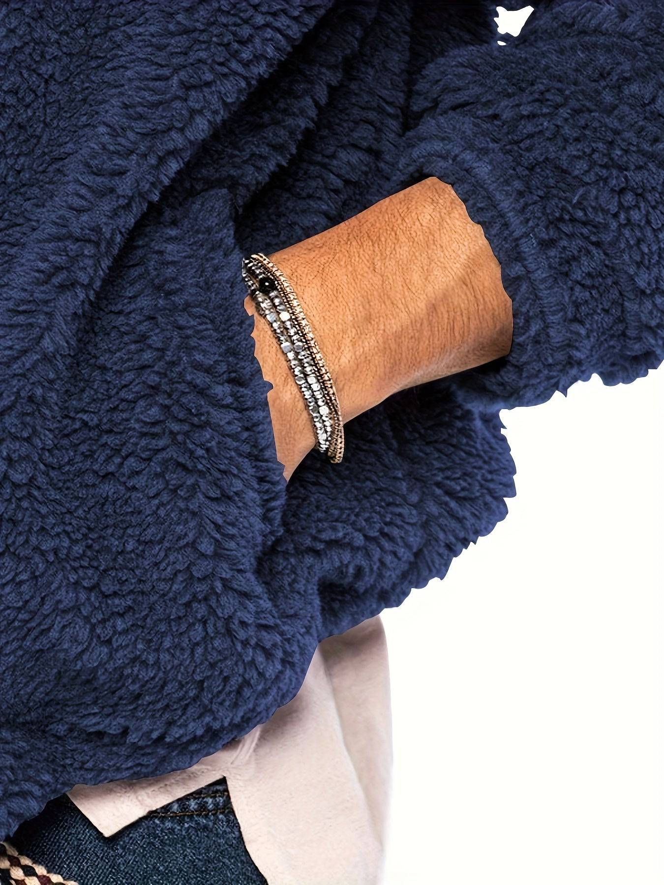 "Modische Herren-Kapuzenjacke: Baumwollmischung, Sherpa gefüttert, Polar-Fleece, Reißverschluss, für Frühling, Herbst und Sport"