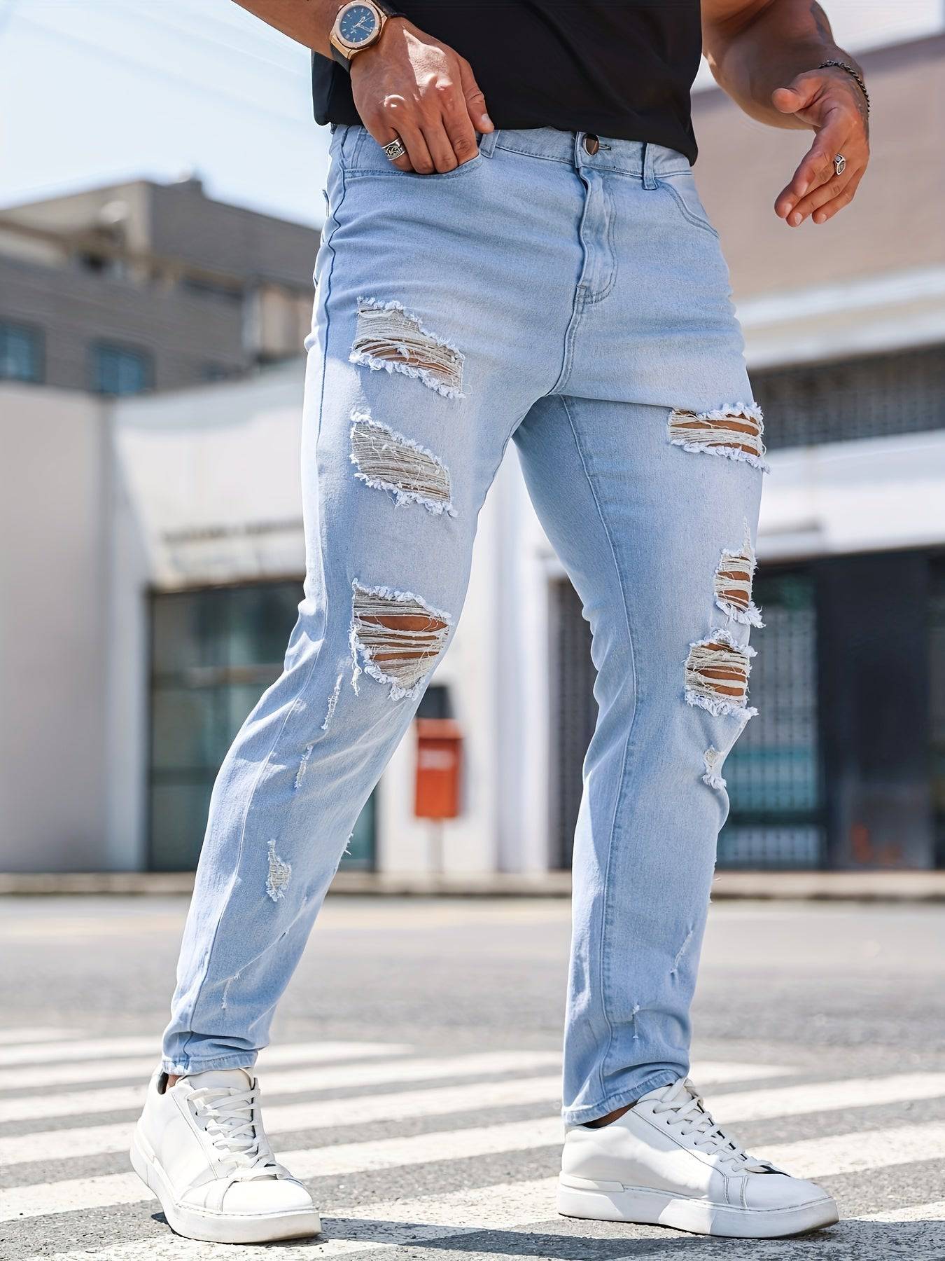 Distressed-Look Jeanshose für Herren - stylisch und bequem!