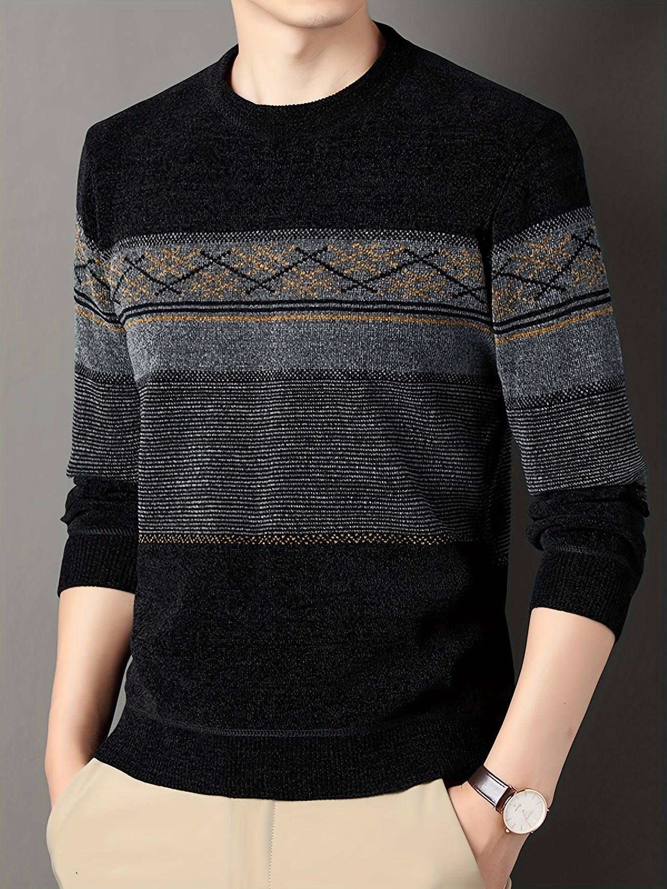 Herren Solider Gestrickter Pullover- Stilvoll, Dehnbar & Atmungsaktiv!