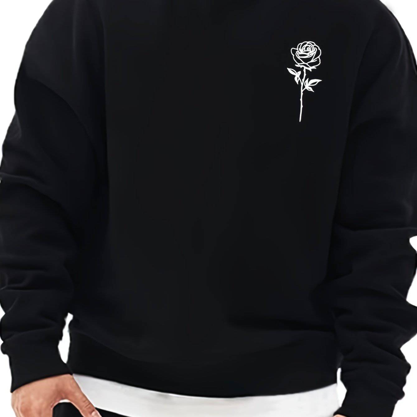 Modischer Herrenpullover mit Rosendruck - Perfekt für Outdoor-Sport!