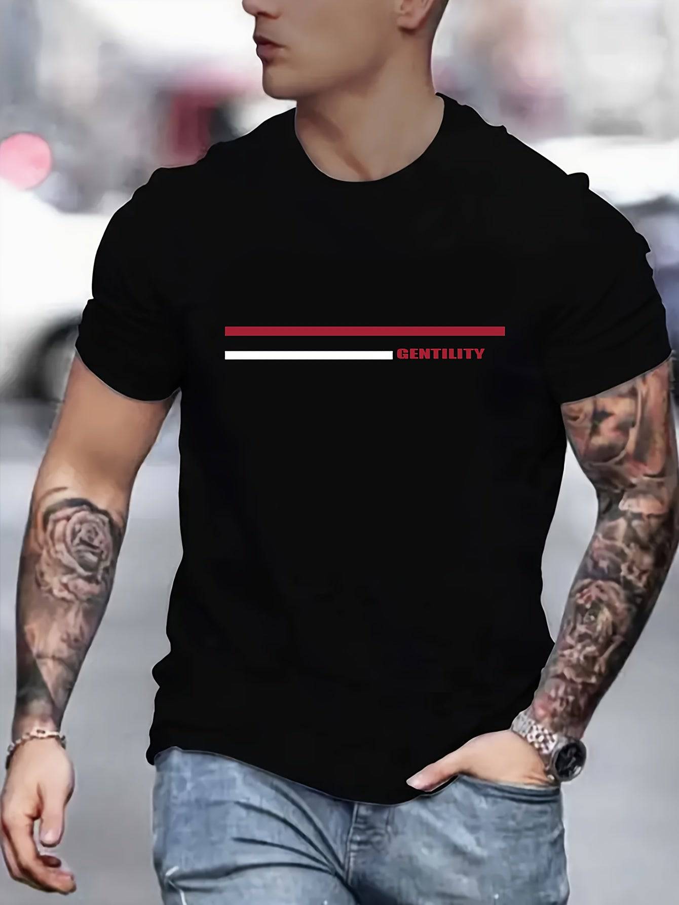Lässiges, leicht dehnbares Kurzarm-T-Shirt mit Rundhalsausschnitt, Herren-Freizeit-T-Shirt