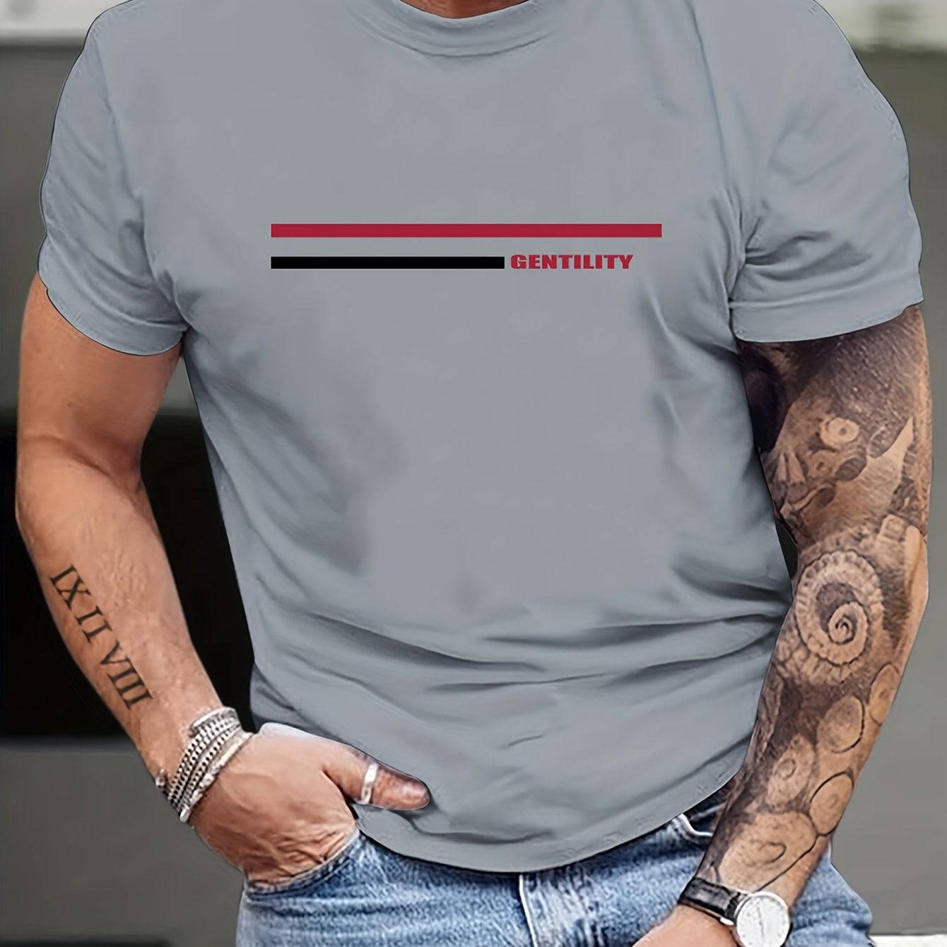 Lässiges, leicht dehnbares Kurzarm-T-Shirt mit Rundhalsausschnitt, Herren-Freizeit-T-Shirt