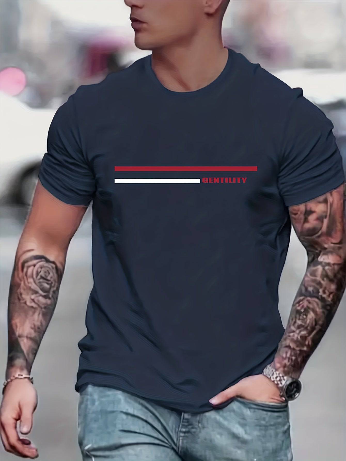 Lässiges, leicht dehnbares Kurzarm-T-Shirt mit Rundhalsausschnitt, Herren-Freizeit-T-Shirt