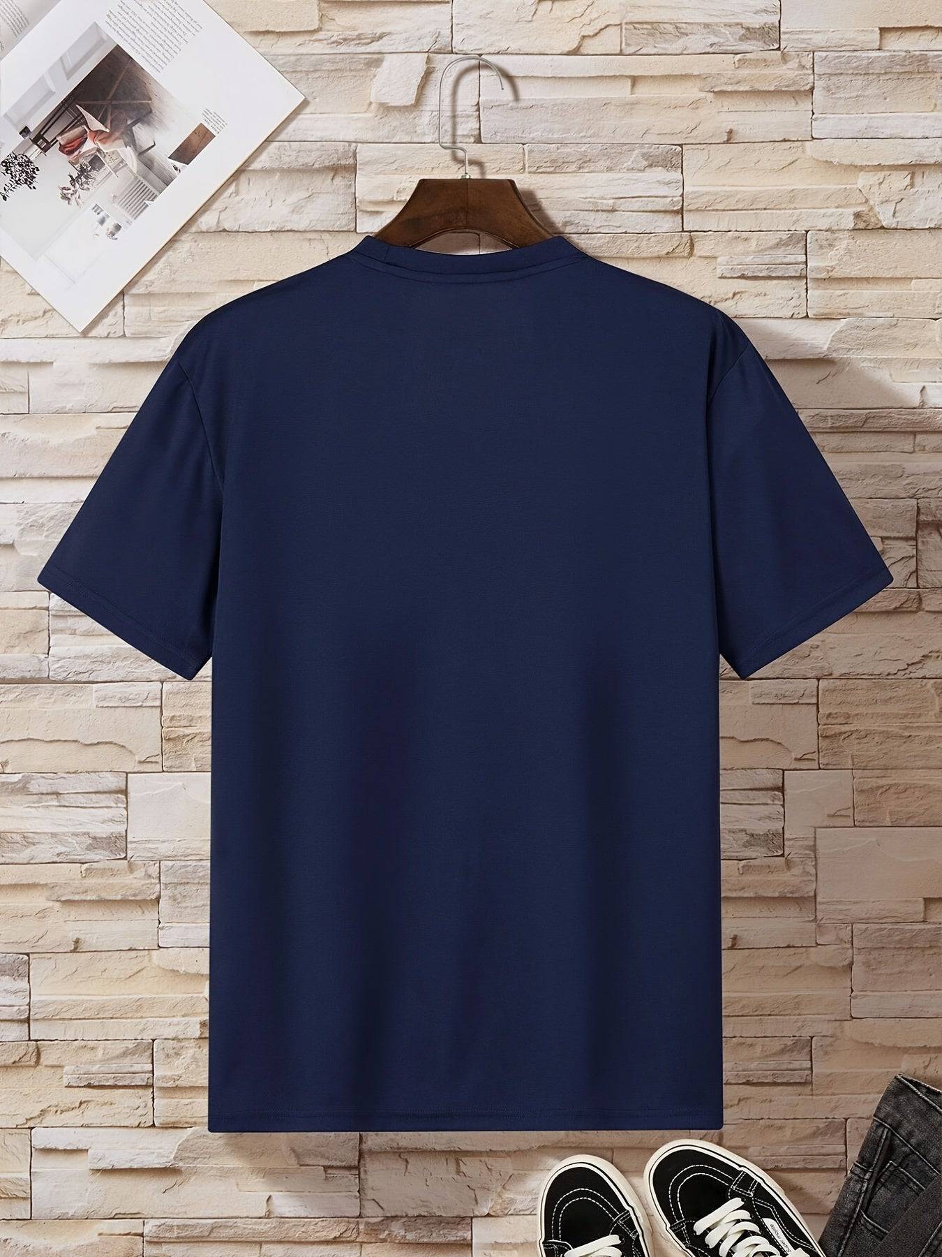 Lässiges, leicht dehnbares Kurzarm-T-Shirt mit Rundhalsausschnitt, Herren-Freizeit-T-Shirt