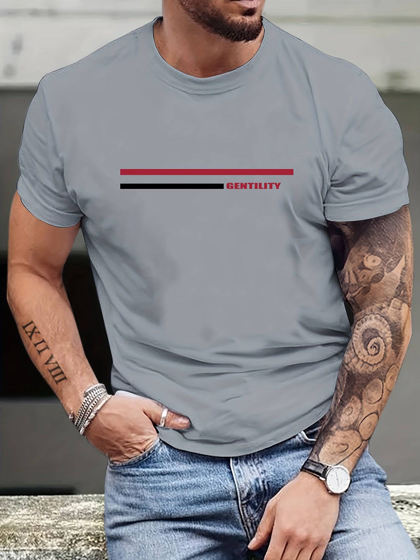 Lässiges, leicht dehnbares Kurzarm-T-Shirt mit Rundhalsausschnitt, Herren-Freizeit-T-Shirt