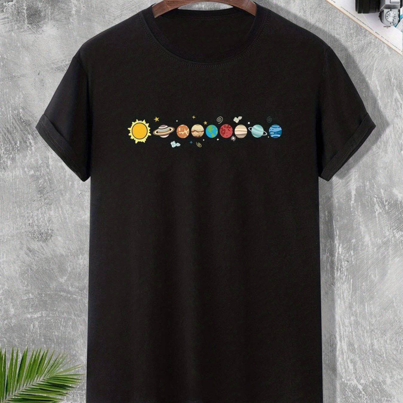 Herren Astronaut und Planeten Druck T-Shirt