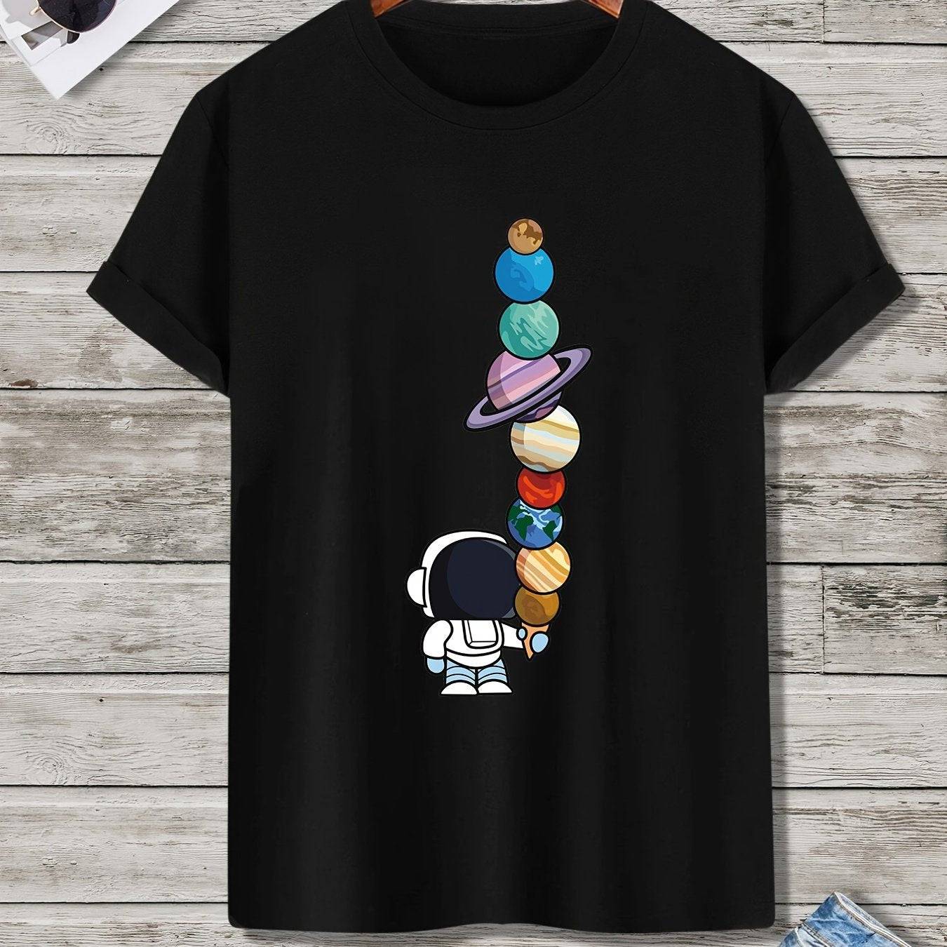 Herren Astronaut und Planeten Druck T-Shirt