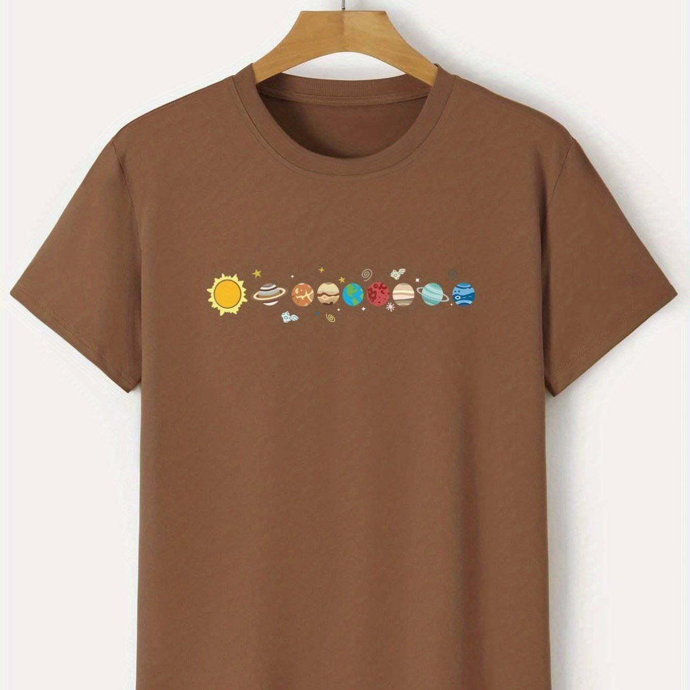 Herren Astronaut und Planeten Druck T-Shirt