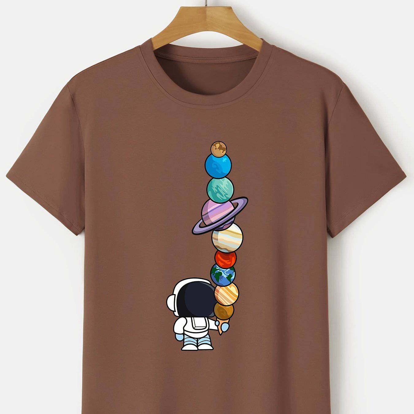Herren Astronaut und Planeten Druck T-Shirt
