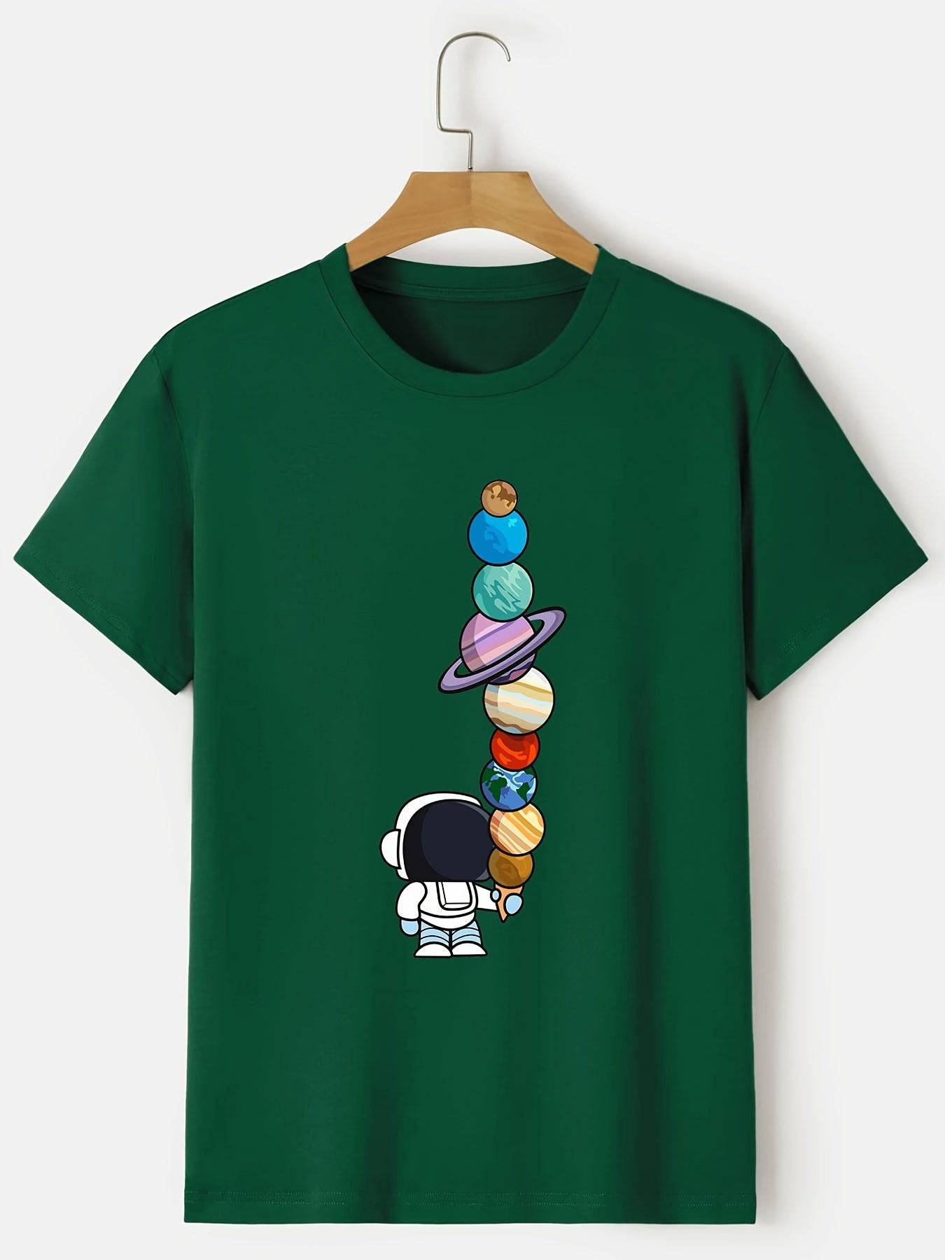 Herren Astronaut und Planeten Druck T-Shirt