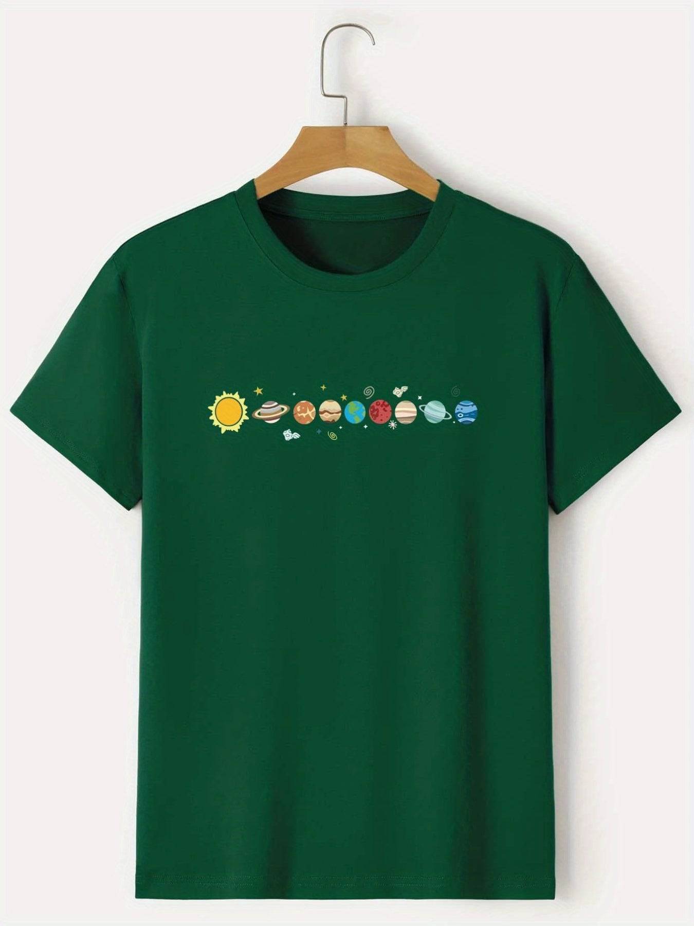 Herren Astronaut und Planeten Druck T-Shirt
