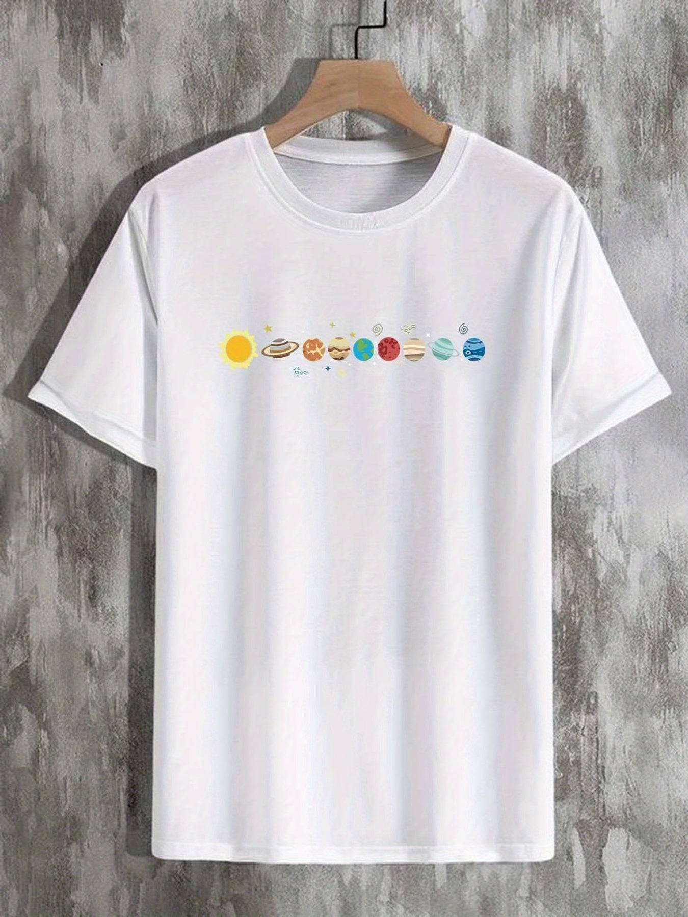 Herren Astronaut und Planeten Druck T-Shirt