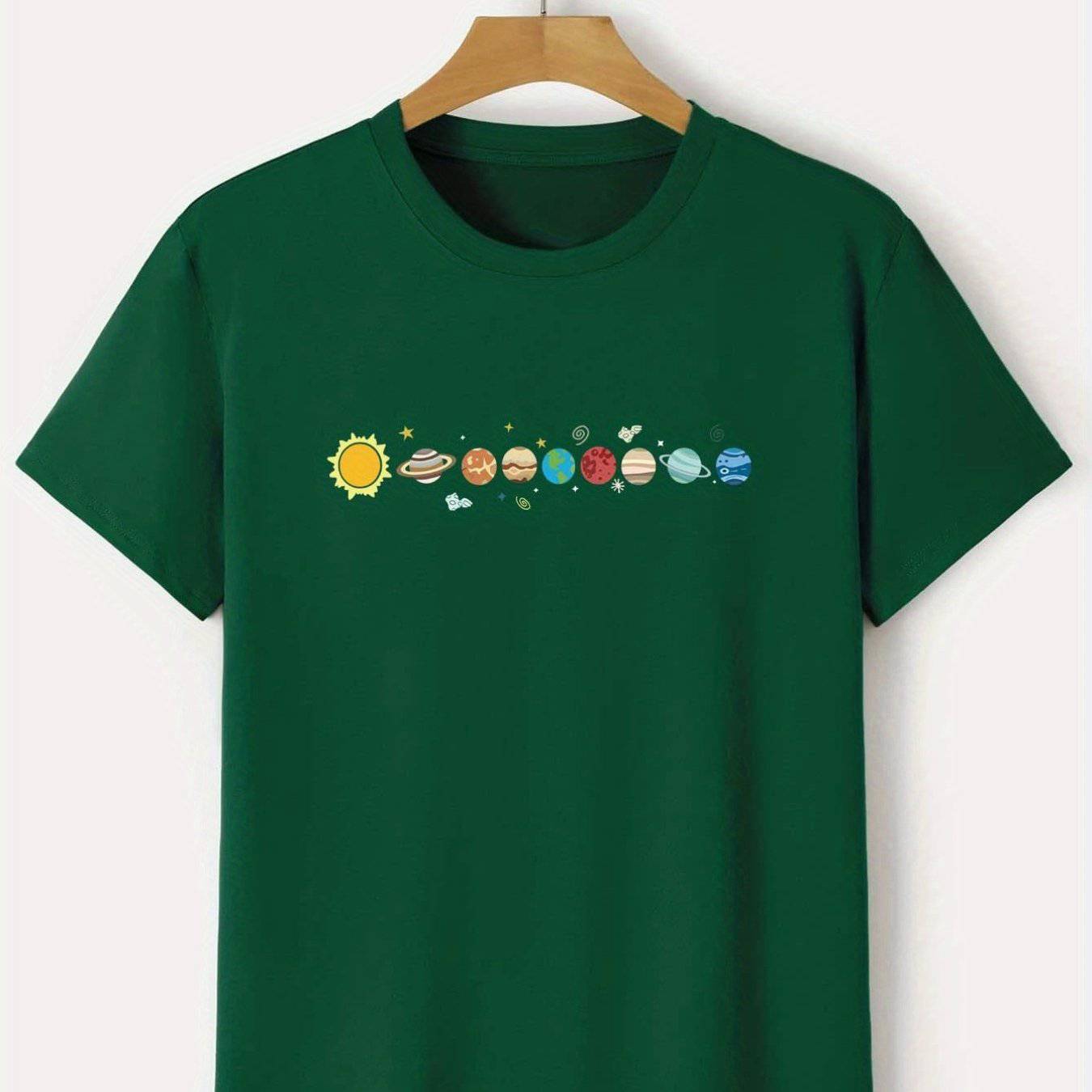 Herren Astronaut und Planeten Druck T-Shirt