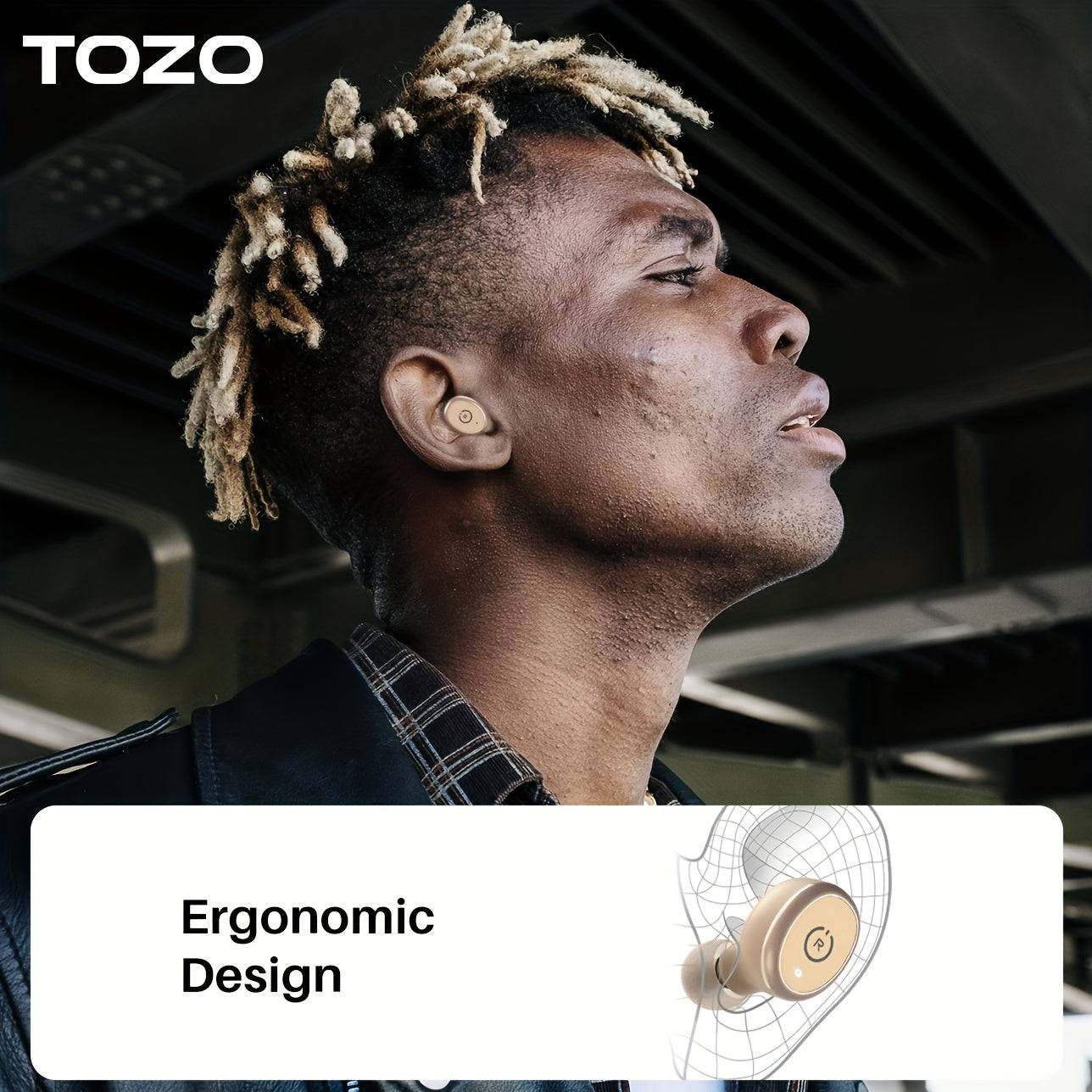 TOZO Wireless 5.3 - Wasserdichte Stereo-Kopfhörer mit Ladecase für Sport - PremiumSound, tiefer Bass - Mit Mikrofon
