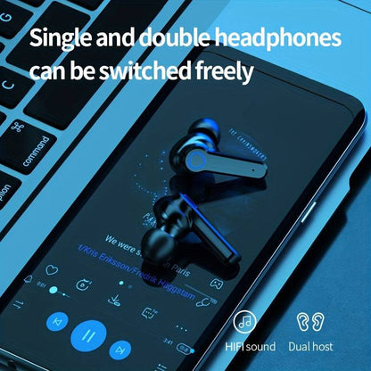 Wireless In-Ear-Kopfhörer mit großer Kapazität und LED-Leistungsanzeige - Sportlich, kabellos, geräuschunterdrückend.