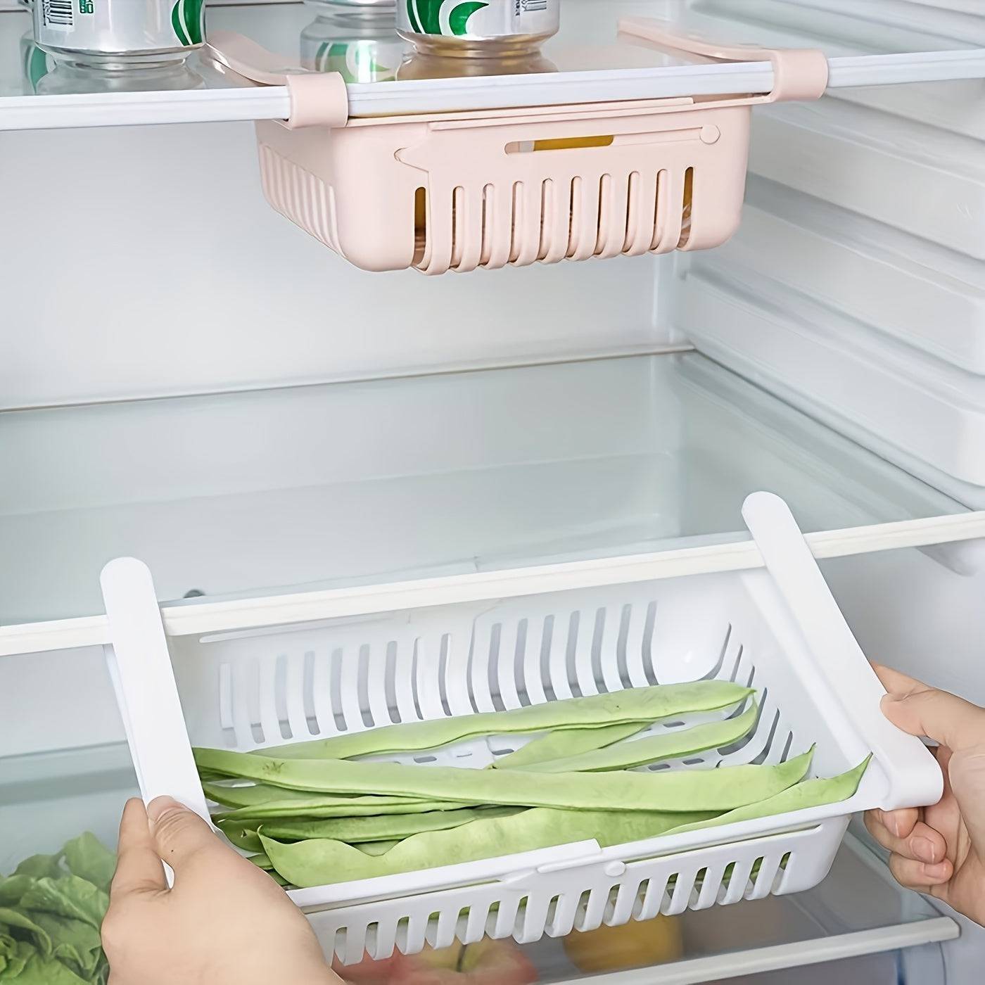 2er Pack Ausziehbares Kühlschrankregal - Organisiert Gemüse, Obst und mehr!
