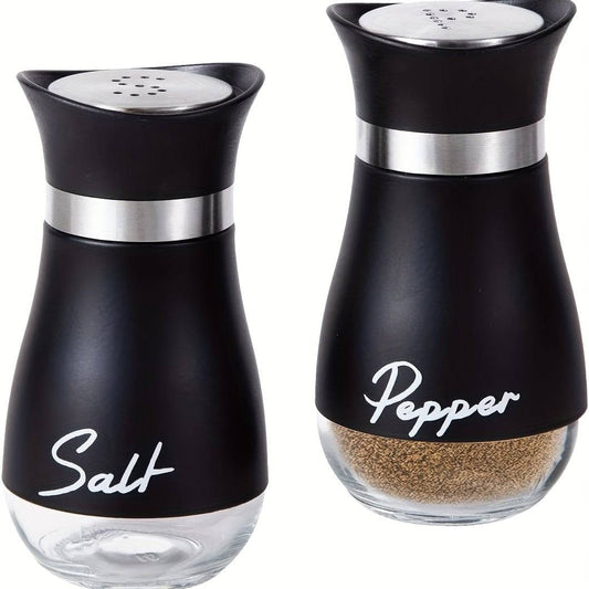 2er Set Salz- und Pfefferstreuer mit Edelstahl-Deckel - Nachfüllbare Gewürzflaschen für Küche und Restaurant.