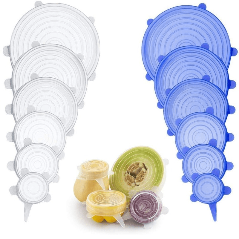 6er Set Stretch-Deckel aus Silikon - Wiederverwendbar & Spülmaschinenfest