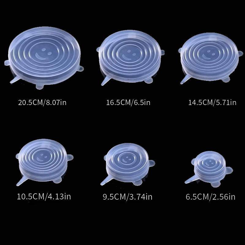 6er Set Stretch-Deckel aus Silikon - Wiederverwendbar & Spülmaschinenfest