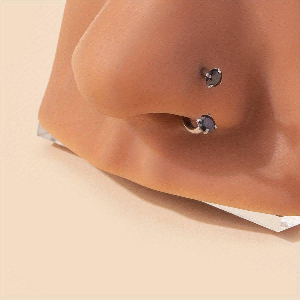 Funkelnder Edelstahl Nasenring mit Zirkon und Strass 1 Stück