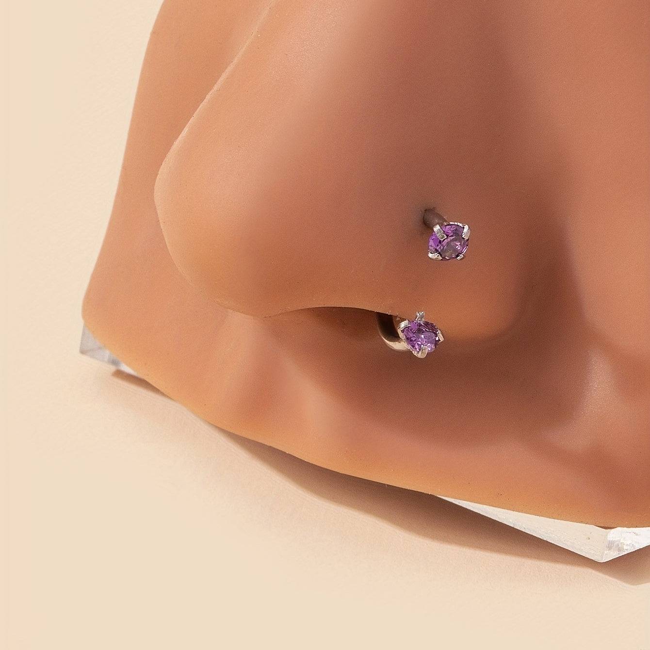 Funkelnder Edelstahl Nasenring mit Zirkon und Strass 1 Stück