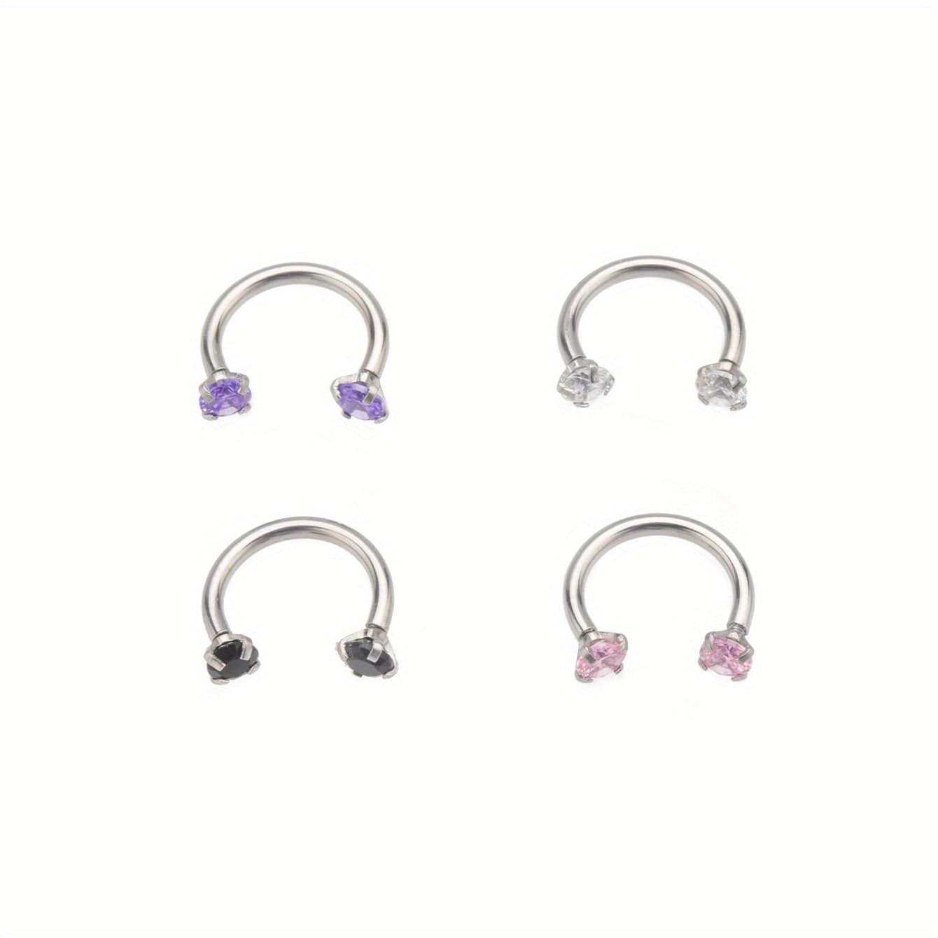 Funkelnder Edelstahl Nasenring mit Zirkon und Strass 1 Stück