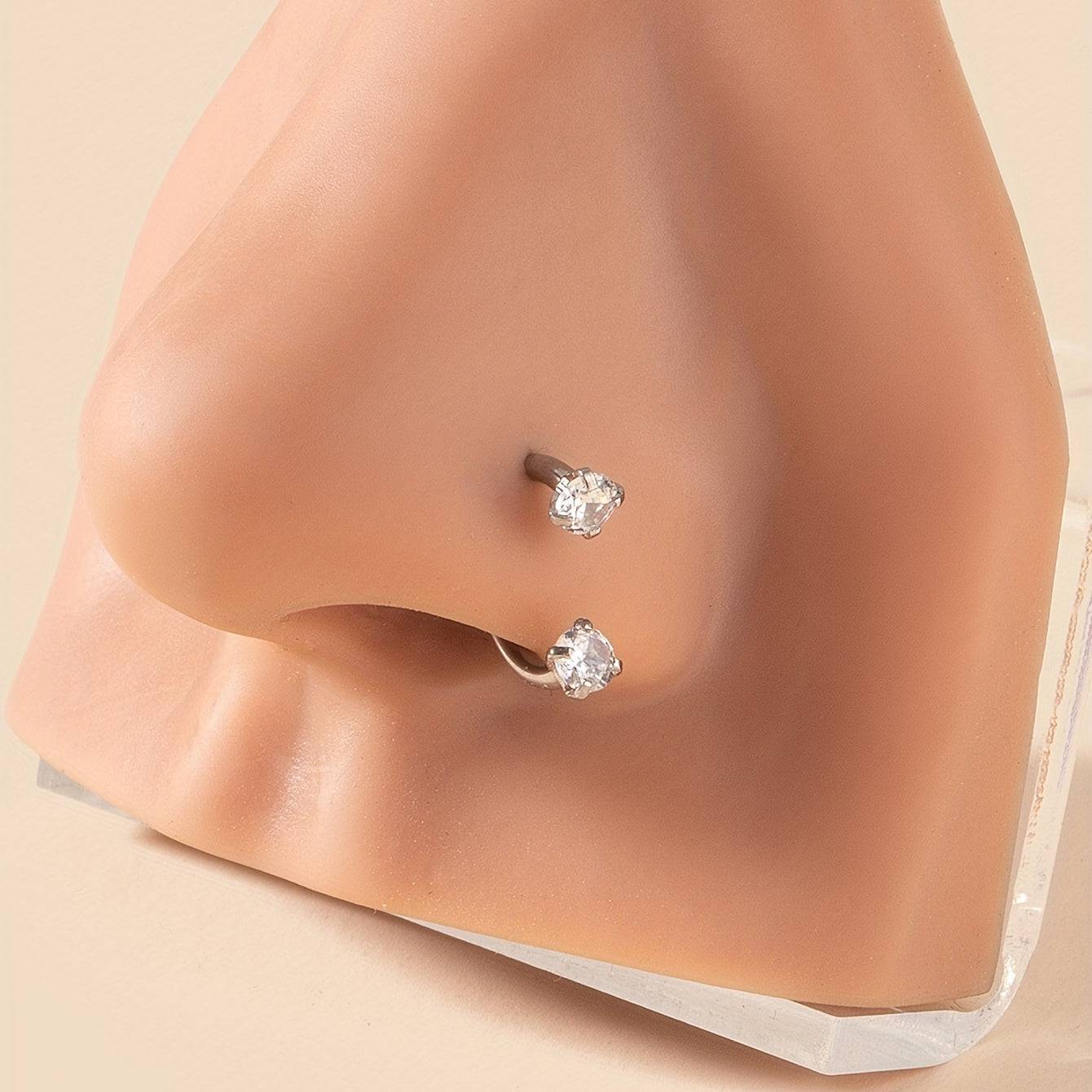 Funkelnder Edelstahl Nasenring mit Zirkon und Strass 1 Stück