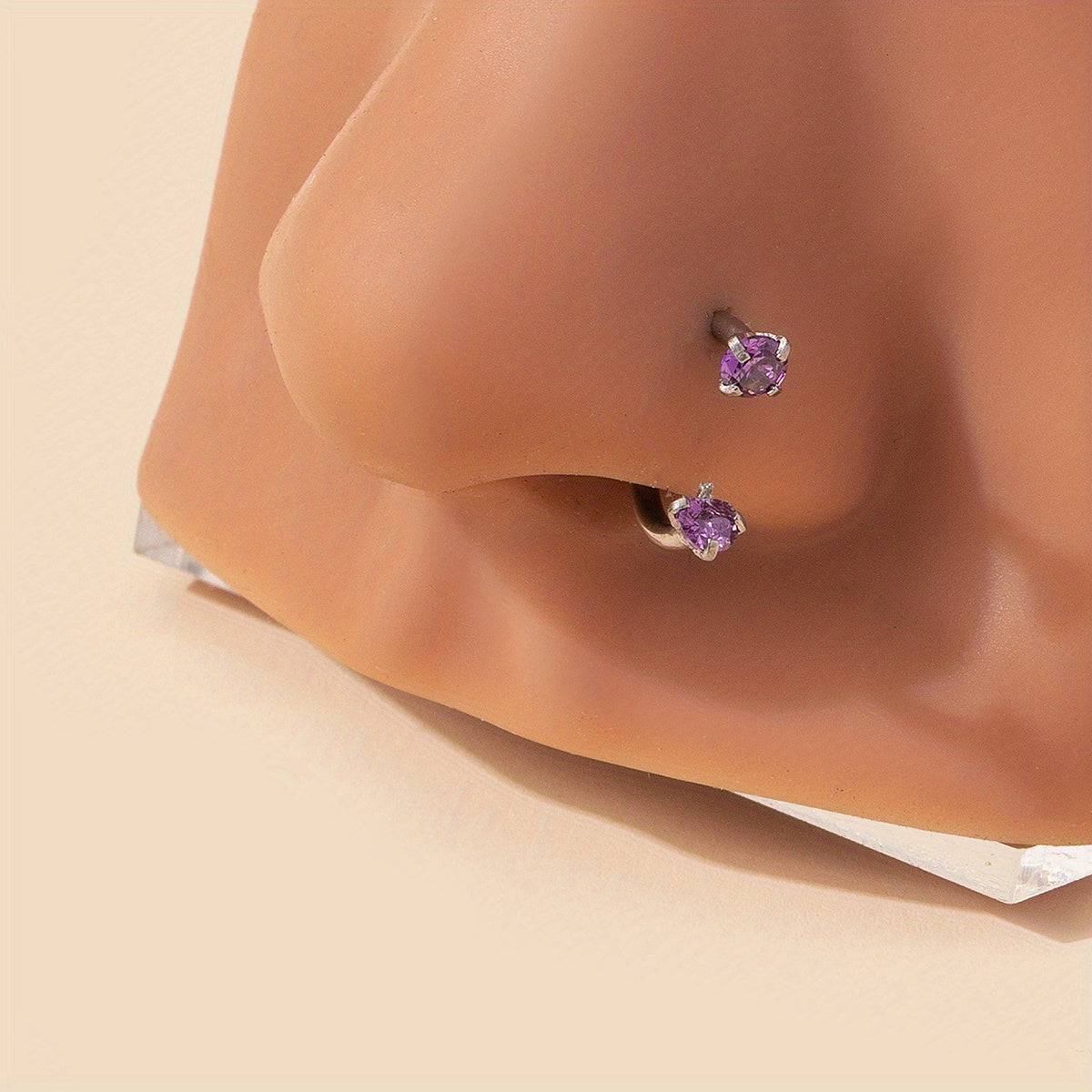 Funkelnder Edelstahl Nasenring mit Zirkon und Strass 1 Stück